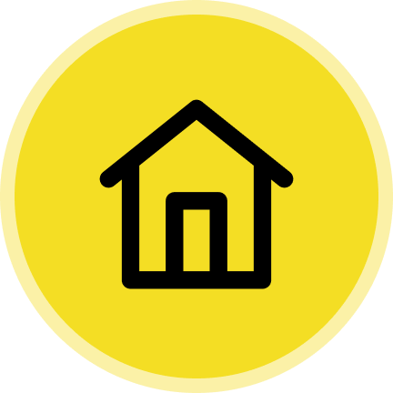 House icon on a yellow circular background.